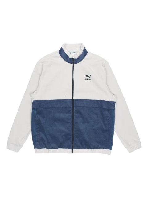 PUMA PUMA Winter Retro polar fleece Splicing Stand Collar logo Jacket light grey 531274-09