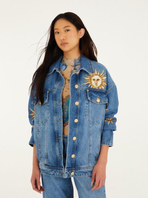 FARM RIO Denim Mystical Sun Printed Jacket
