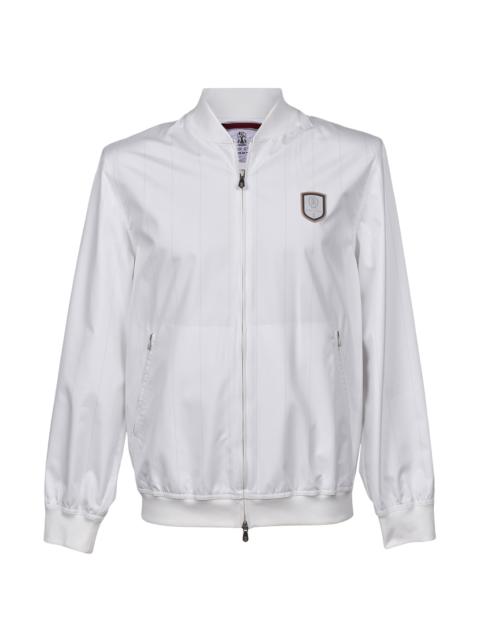 Brunello Cucinelli Zip Up Athletic Baseball Style Windbreaker Jacket "White" BRUN1045