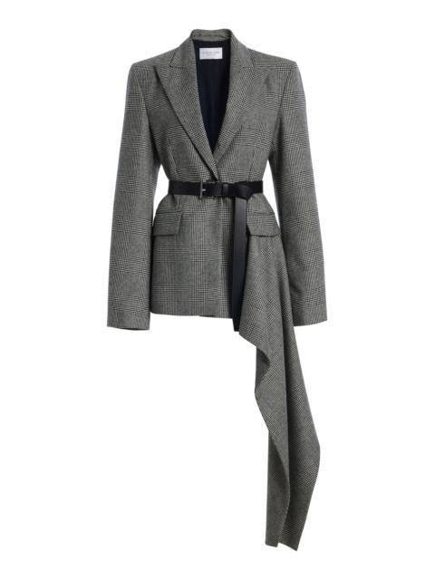 MICHAEL KORS COLLECTION Belted Wool-Blend Blazer black/white