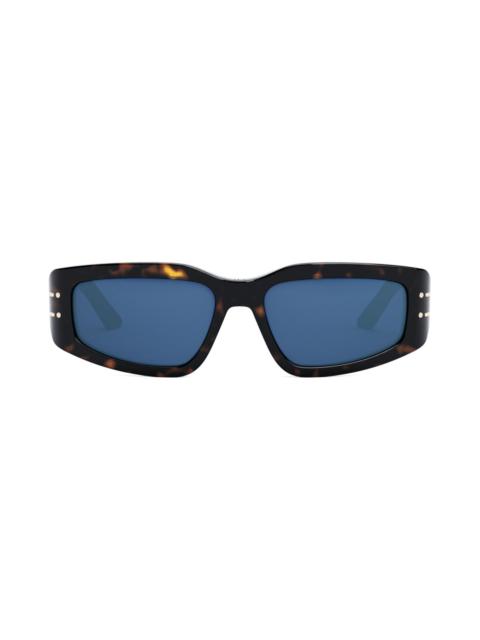 'DiorSignature S9U 56mm Geometric Sunglasses in Dark Havana /Blue at Nordstrom