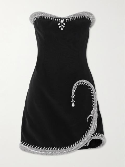 GEORGES HOBEIKA Strapless Crystal-embellished Silk-blend Crepe Mini Dress