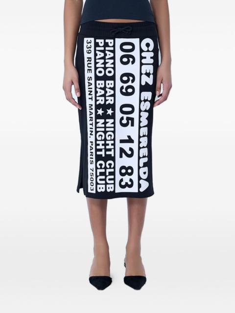VAQUERA Chez Esmerelda graphic-print midi skirt