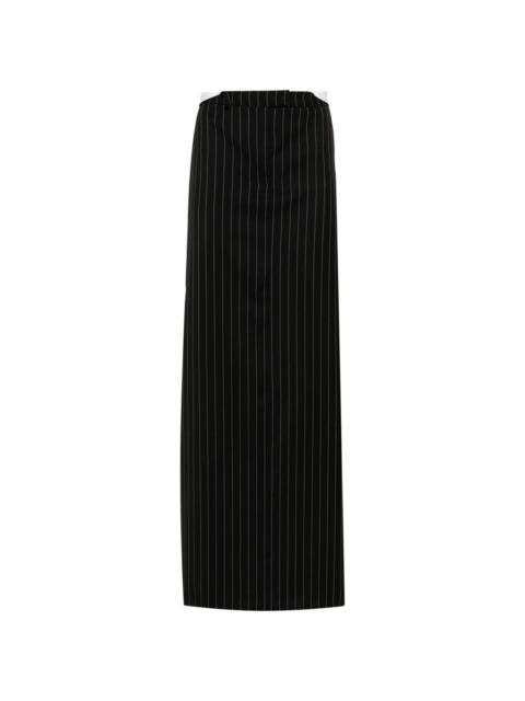 Rolled pinstripe-pattern wool skirt