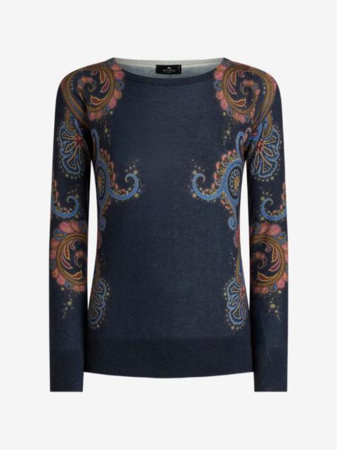 Etro silk and cashmere sweater with placed paisley print