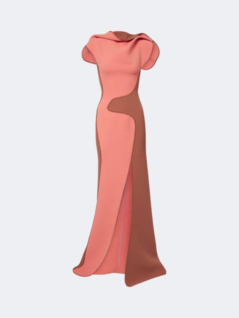 MATICEVSKI Cinnamon draped paneled gown