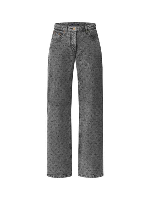 Louis Vuitton Vintage-Effect Monogram Flared Jeans