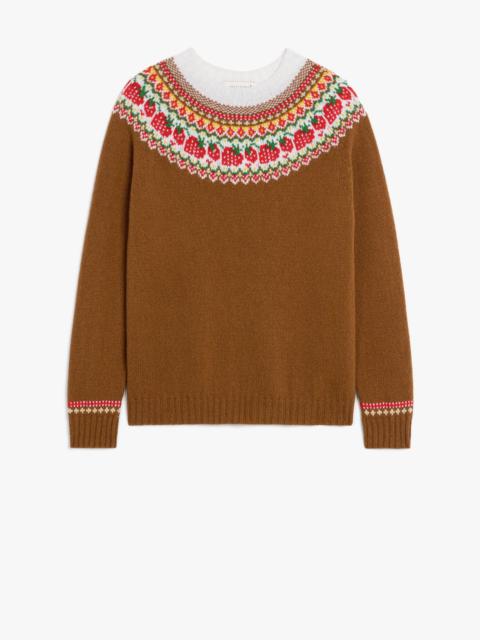 KELSI BROWN WOOL FAIR ISLE CREWNEK SWEATER