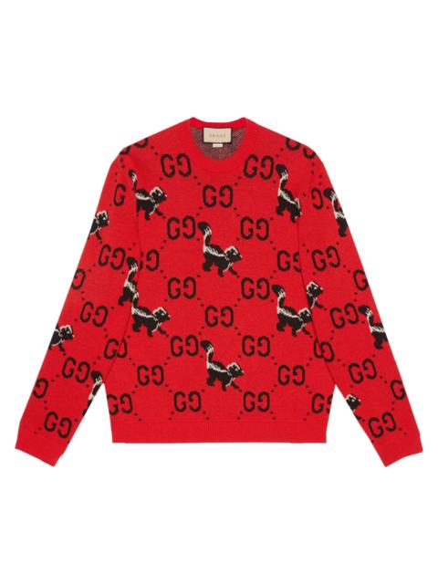 GUCCI GG and skunk wool knit sweater