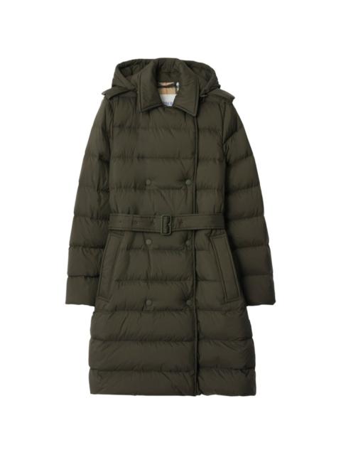 Burberry hooded double-breasted puffer coat