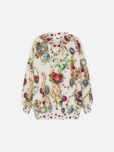 CAMILLA SILK HEM BAND BOYFRIEND HOODIE JUST ONE BITE SNOW WHITE