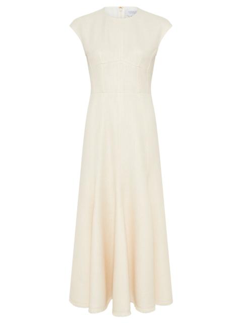 GABRIELA HEARST Crowther Midi Dress in Ivory Virgin Wool Silk Slub