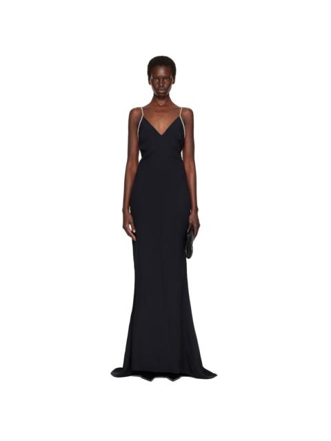 TOM FORD Black Crystal Chain Satin Maxi Evening Dress