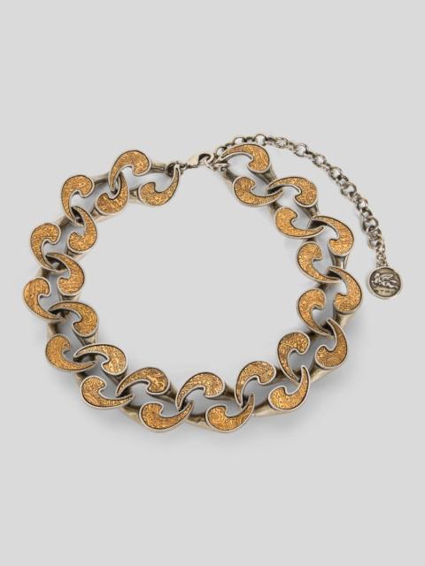 Etro DUAL-FINISH PAISLEY NECKLACE