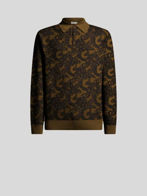 Etro LONG-SLEEVED POLO SHIRT IN WOOL-BLEND JACQUARD PIQUÉ WITH PAISLEYS
