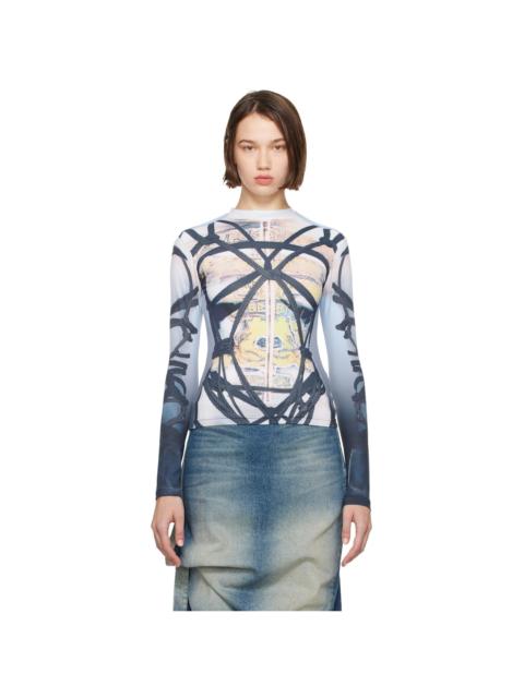 Y/Project Blue Bondage Print Long Sleeve Fitted T-shirt