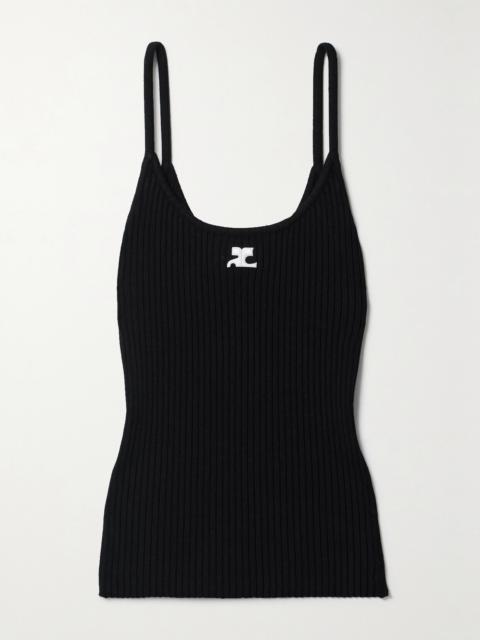courrèges Reedition Appliquéd Ribbed-knit Tank