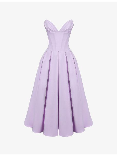House of CB Lady plunge-neck stretch-cotton midi dress