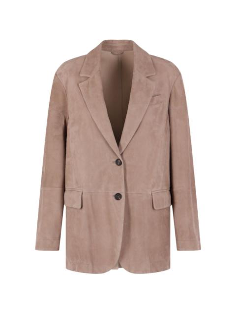 Brunello Cucinelli suede single-breasted blazer