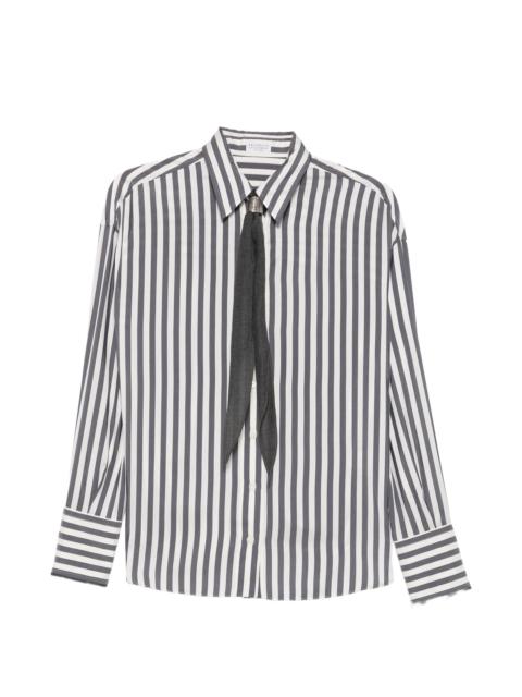Brunello Cucinelli Brunello Cucinelli Striped Tie-detail Shirt