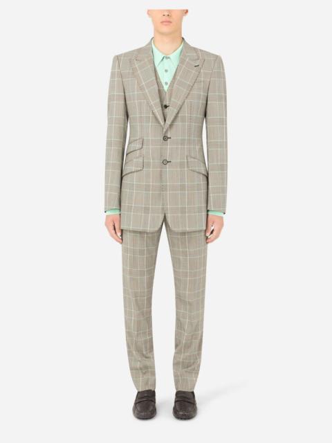 Dolce & Gabbana Three-piece glen plaid Beat-fit suit