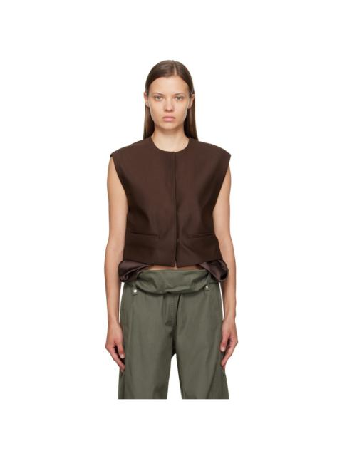 Brown Exposed Pocket Vest
