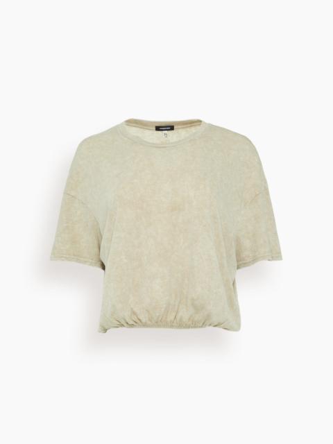 R13 Gathered Hem T in Khaki Acid Stone