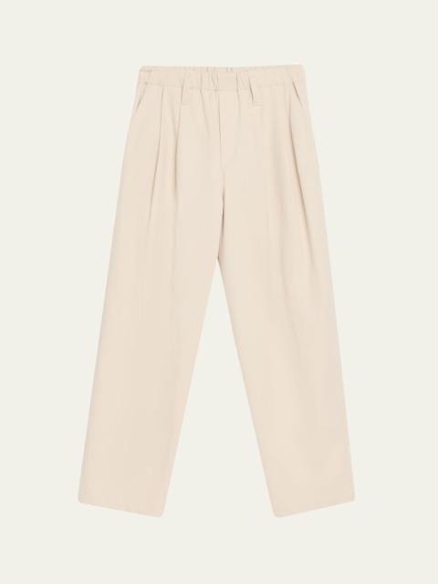 Brunello Cucinelli Pleated Twill Wide-Leg Pull-On Pants