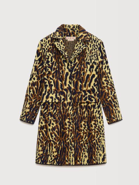 Marni YELLOW ANIMALIER WOOL CHENILLE COAT