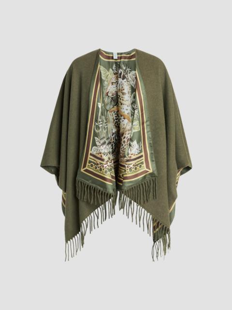 FERRAGAMO Women's Leopard Print Cashmere-Wool Reversible Cape - Olive