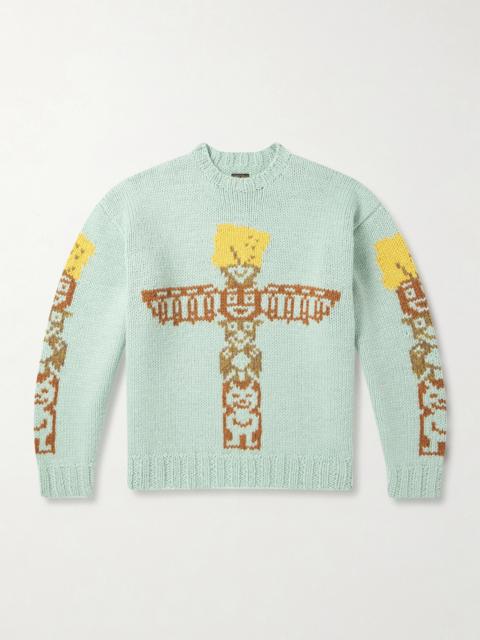 Kapital Peckish Totem Pole Intarsia Wool Sweater