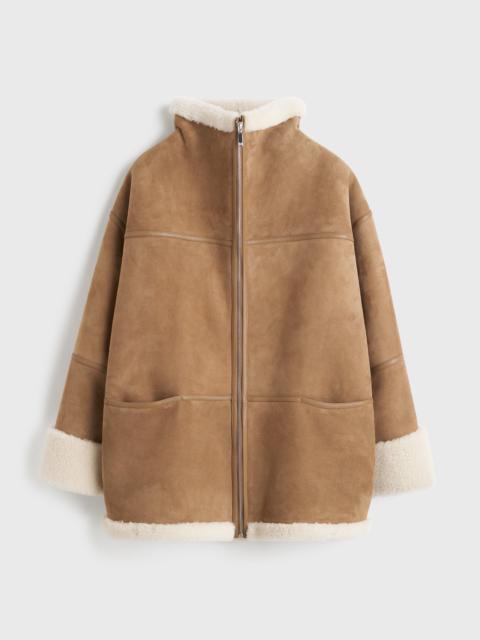 Totême Signature shearling jacket biscuit