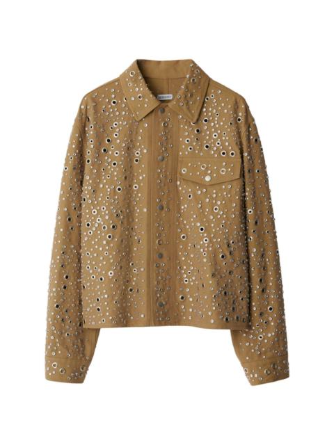 stud-embellished cotton shirt jacket