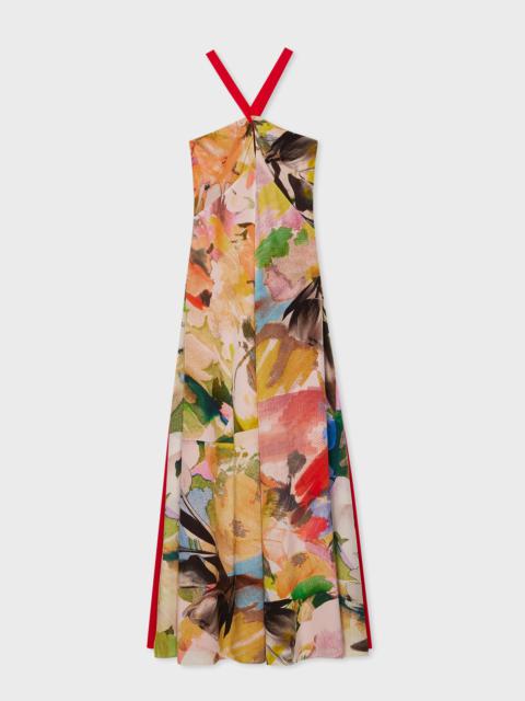 Women's 'Floral Collage' Silk Halterneck Dress