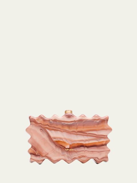 Cult Gaia Paloma Sculptural Marbled Acrylic Clutch Bag