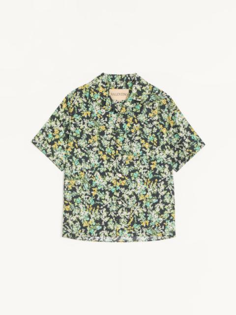 Valentino VALENTINO COTTON POPLIN BOWLING SHIRT WITH PAPIER FLORAL PRINT