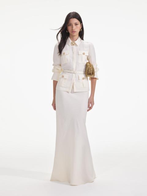 self-portrait Cream Linen Maxi Dress