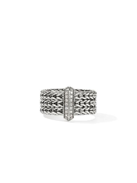 JOHN HARDY Icon Link Bar Ring, Sterling Silver, Diamonds, 9MM