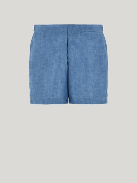 Canali TEAL SWIM SHORTS IN TECHNICAL FABRIC WITH LOGOED SIDE BUCKLES