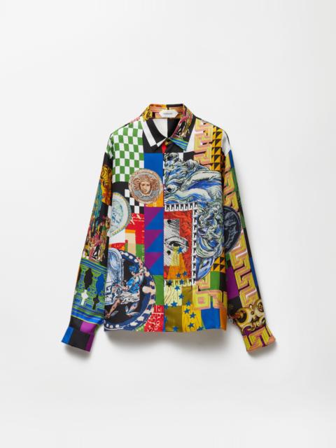 VERSACE Printed Silk Twill Regular Shirt