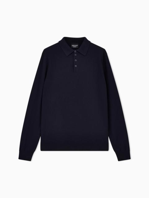 GIORGIO ARMANI Long-sleeved, pure cashmere polo shirt