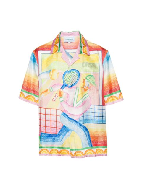 Crayon Tennis Player silk shirt