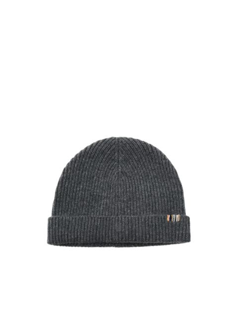 extreme cashmere ribbed-knit beanie hat