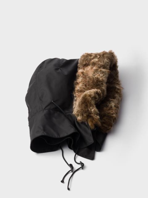 Prada Re-Nylon and shearling hood