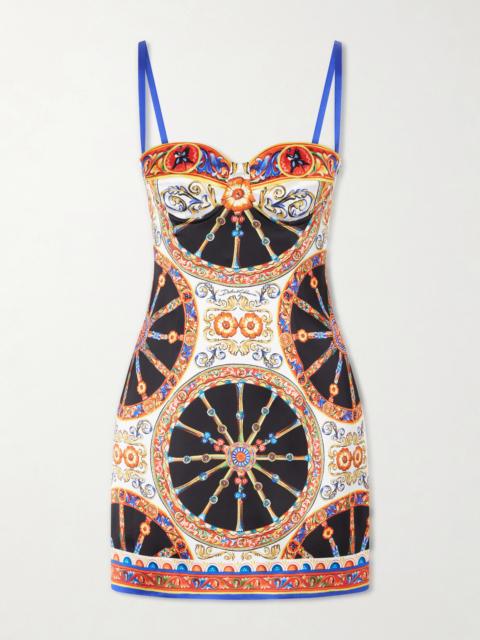 Dolce & Gabbana Caretto-print Satin Mini Dress