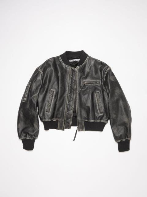Leather bomber jacket - Black