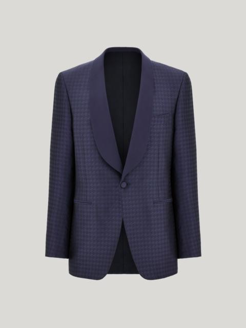 Canali SINGLE-BREASTED BLUE REGULAR FIT TUXEDO JACKET IN A BLEND OF TECHNICAL FABRIC AND SILK
