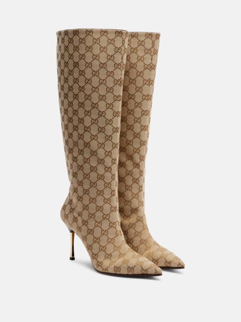 GUCCI Bombshell GG Canvas knee-high boots