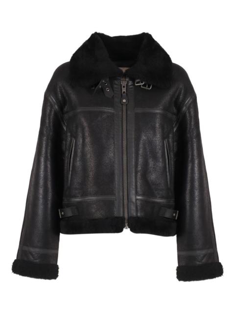 Schott fur-collar leather jacket