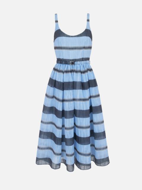 EMILIA WICKSTEAD Eglantine Dress in Blue & Black Striped Textured Organza